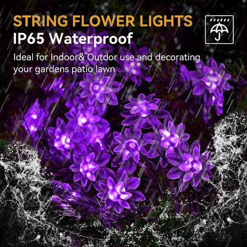50 ITICdecor Solar Flower String Lights Outdoor Waterproof LED Upgraded Flower Fairy Light for Garden Fence Patio Yard