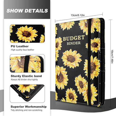 Onlyesh Budget Binder, 28Pcs with Zipper Envelopes, Cash Organizer for Budgeting, Sunblack