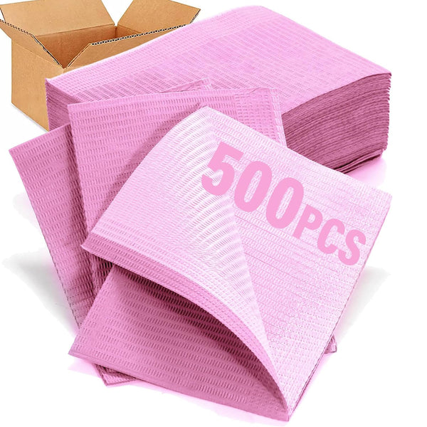 LA MIERE 500 Pack Disposable Dental Bibs 13"x18", 3-Ply Waterproof Tattoo Bibs
