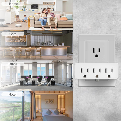 Grounded Adapter 3-Prong to 2-Prong Triple Outlet Converter, UL Listed 3 Pin to 2 Pin Plug Extender with 3 AC Outlets
