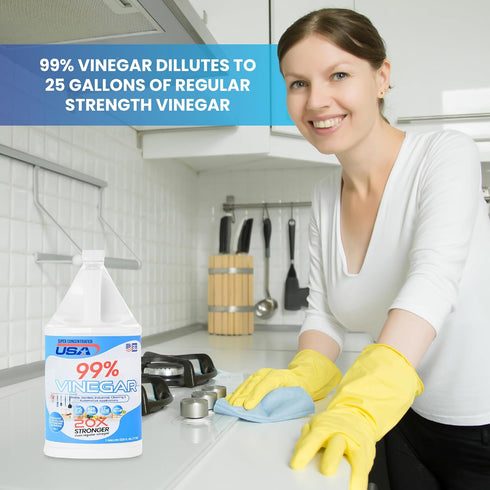 Super Concentrated USA (99 Pure Vinegar - Industrial Cleaning Vinegar One Gallon)