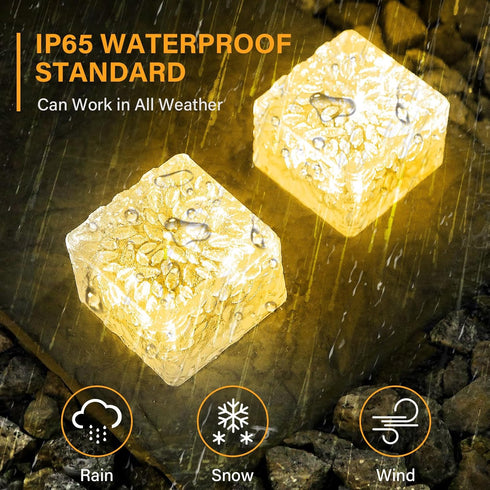 (3 Packs) JKIMK Solar Brick Lights - Outdoor Waterproof Patio & Garden Decor for Patio, Yard, Walkway, Pathway