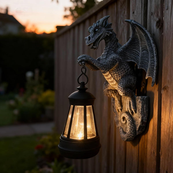 Generic Large Solar-Powered Dragon Statue, Outdoor Decoration - 9-inch Garden Decor with Solar