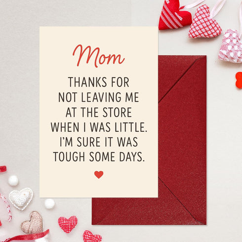5x7 Cheerin Funny Birthday Card for Mom Hilarious Thank You Card for Mum with Envelope from Daughter and Son Humorous