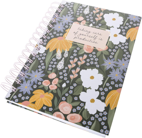 Graphique Spiral Hard Cover Journal, Self Care, 6.25" x 8.25", 160 Lined Pages, Gold Foil