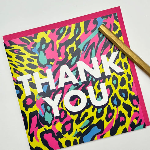 Premium Thank You Card - Neon Leopard Print Thank You Card for Her - Thankyou Cards for All Occasions Women, Teacher