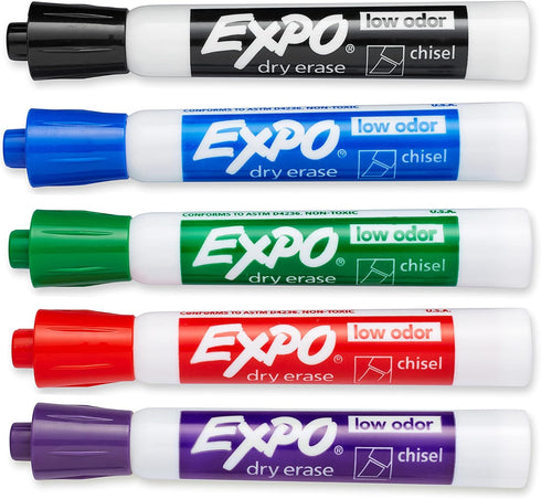 EXPO Low Odor Dry Erase Markers, Chisel Tip, Assorted, 36 Count