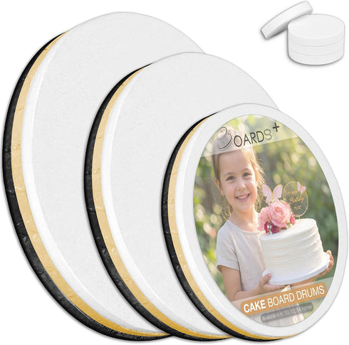 BOARDS+ Cake Drums 8, 10 & 12 Inch in White, Gold &