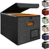 BALEINE File Organizer Box with Lid, Collapsible File Folder Organizer with Plastic Slide for Office Document Storage