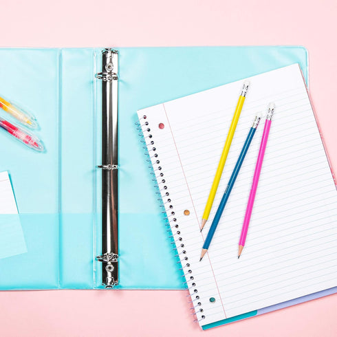 Yoobi 1 Inch Binder, Blue Flamingo, Holds Up to 275 Sheets, 3 D-Ring Binder with 2 Interior Pockets, PVC Free