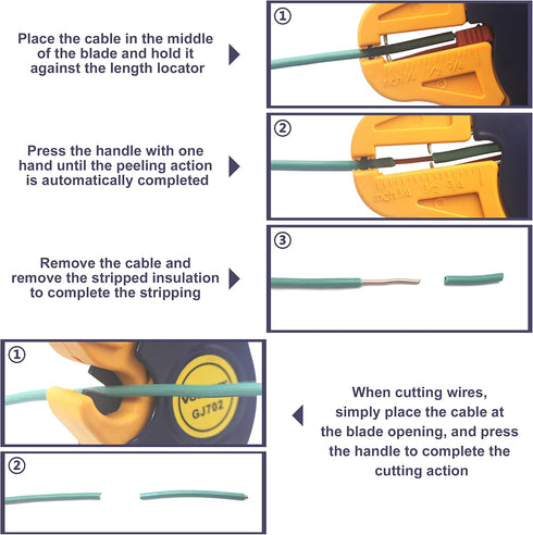 VCELINK Automatic Wire Stripper and Cutter, 2 in 1 Adjustable Electrical Cable Tool & Eagle Nose Pliers (7-Inch)