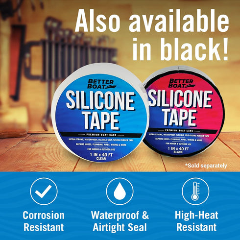 Better Boat Heavy Duty Silicone Tape, Self Fusing Plumbing Tape for Water Pipe, Hose Repair, Waterproof Seal