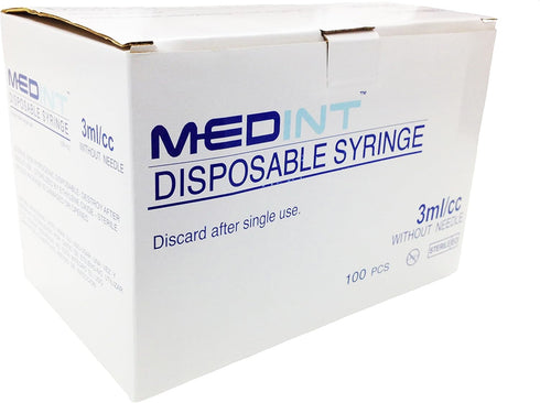 3cc 3ml Syringe Without Needle, 100 Syringes Box Medint