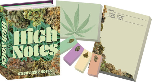 The Unemployed Philosophers Guild High Notes Sticky Icky Notes, Pot Themed 3.25" by 4.25" Booklet with Self-Sticky Notes