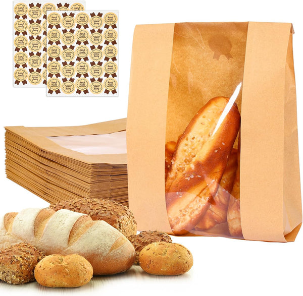Moretoes Large Paper Bread Bags for Homemade Bread, 50Packs Sourdough Bread Bags