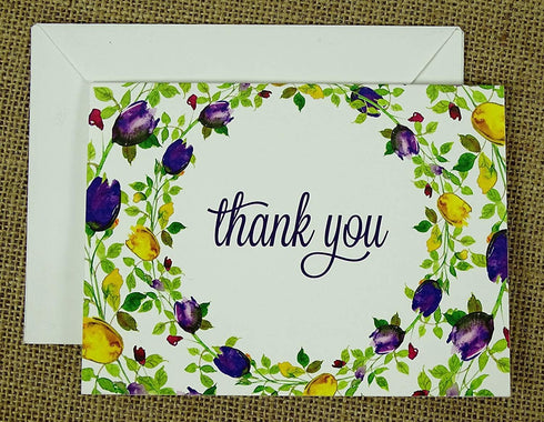 Pack 100 Darling Souvenir of Pcs Floral Wedding Thank You Greeting Cards with White Envelopes
