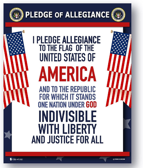 Pledge of Allegiance Poster LAMINATED American Flag Print for Classroom Décor, 15x20