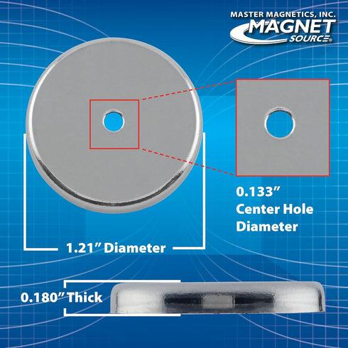 Master Magnetics Ceramic Round Base Magnet - 1.21" Diameter, 0.180" Thick, 11 lb. Pull, Pack of 12