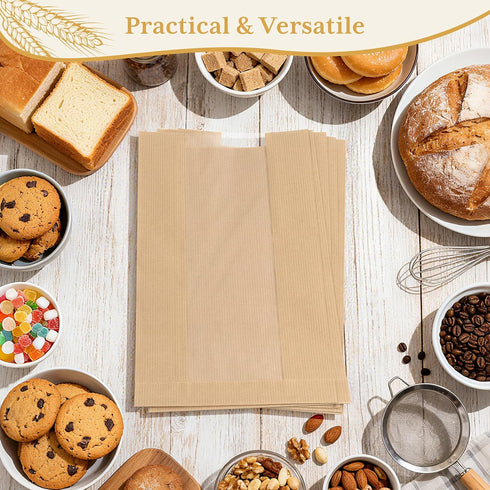 200 240 14x8.3x3.5 inches Bread Bags for Homemade Bread, Pcs Sourdough Bags with Window and Sealing DIY Stickers, Large