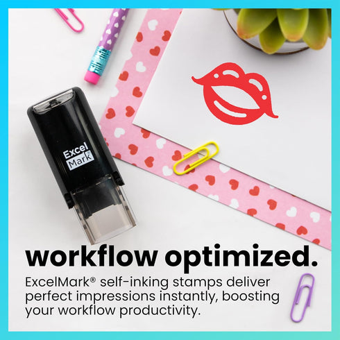 ExcelMark Lips Self-Inking Rubber Stamp - Red Ink