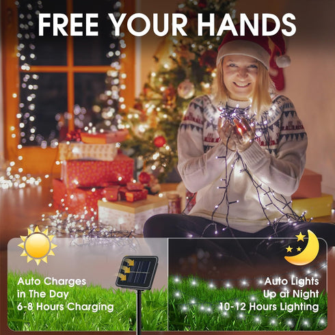 Vimorg 2 Pack 79FT 200 8 Solar String Lights Outdoor, LED Waterproof Solar Christmas Lights with Lighting Modes