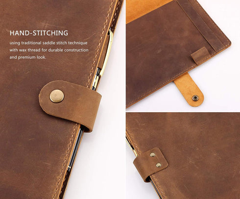 Leather Cover for 6"x9" Steno Notebook, Compatible with Spiral Steno Pads, Brown