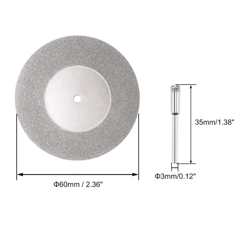 uxcell 60mm Diamond Coated Cutting Wheels with 3mm Mandrels for Rotary Tool