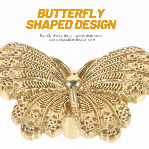 Kisangel Butterfly Brass Drawer Knobs Gold Cabinet Door Handles for Dresser, Wardrobe, Wine Cabinet, and Bedside Table