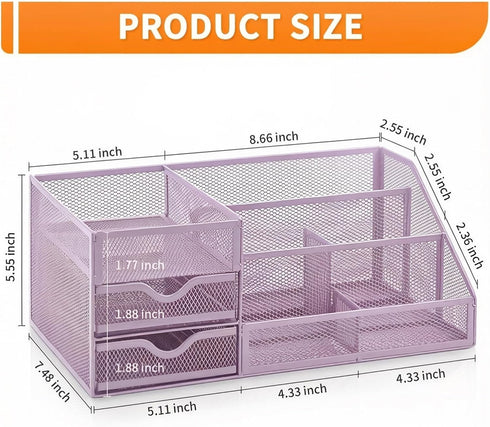 6 2 Lavatino Mesh Desk Organizer with Compartments & Drawers, Larger Multi-functional Desktop and Workspace Accessories