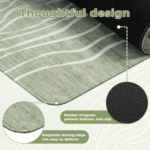 iCasso Desk Cover Mat Green,Extra Large Mouse Pad for Laptop,Anti-Slip Keyboard Pad with Stitched Edges,Cute Girly