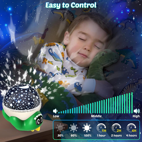 17 Dinosaur Night Light Projector for Kids Green Dino Toys for Boys, Star Night Lights with Music and Timer, Mode Color
