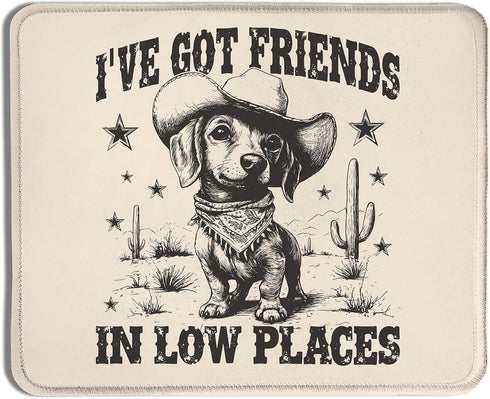 Qykwz Funny Dachshund Dog Mouse Pad 9.5x7.9 Inch, Dachshund Lover Gifts,Vintage Western Cowboy