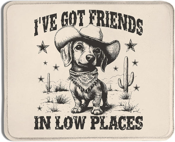 Qykwz Funny Dachshund Dog Mouse Pad 9.5x7.9 Inch, Dachshund Lover Gifts,Vintage Western Cowboy