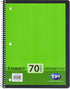 EPI Spiral Notebook, 1 Subject, Wide Ruled Paper, 70 Sheets (Green, 3 Pack)