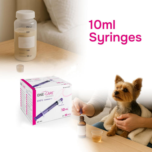 10ml 30/bx Blister-Packed ONE-CARE Syringes ENFIt with Mounted Cap, Sterile, Low Dead Space, Syringes