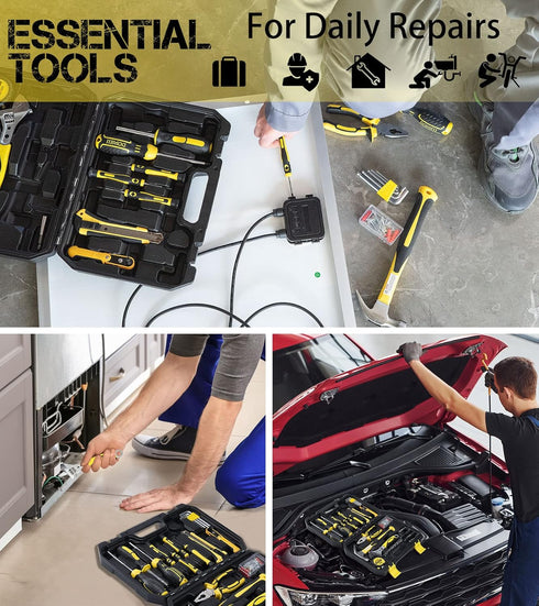 Set, Set Toolbox HYT128 (128 DOWELL Tool Auto Repair Household Tool Kit with Socket, Wrench, Screwdriver, Bits