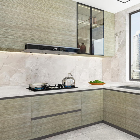 Gray Wood Wallpaper Peel and Stick, 16" 118" Brown Wood Grain Contact Paper for Kitchen Cabinet Countertops