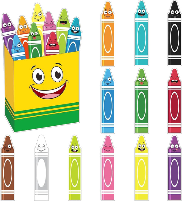 Back to School 60Pcs Crayon Bulletin Board Cutouts Classroom Decorations First Day