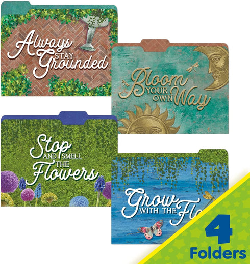 Eureka Curiosity Garden File Folders for School, 9" x 11.5", 4 Pieces for Students and Teachers