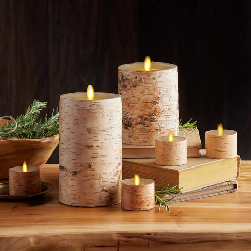 1.4" 2", Pack 2, Luminara Flameless LED Tea Light Candle, x of Birch, Pearl Ivory, Real Flame, Battery Operated