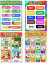 Blulu 8 Educational Preschool Poster for Toddler and Kid Learning, 16 x 11 Inch with 60 Glue Point Dots for Classroom