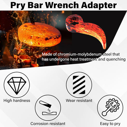 Sixzoo 1/2" 1/2 Pry Bar Wrench Adapter Head for Drives, Horn Type Half Shaft Removal Tool, Heavy-Duty Crowbar Adapter