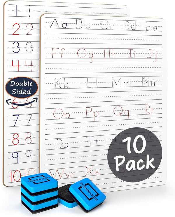 Dry Erase Handwriting Practice White Boards, 10 Boards & Erasers