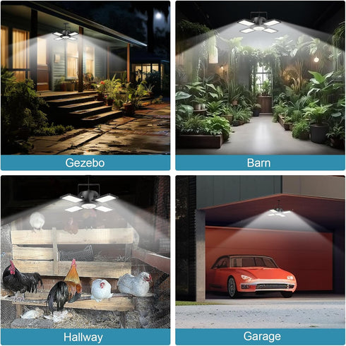 INXPHY 1200LM 174LEDs 6500K IP65 120 4+1 Solar Shed Light Ultra Bright, Motion Sensor Pendant Light with Remote