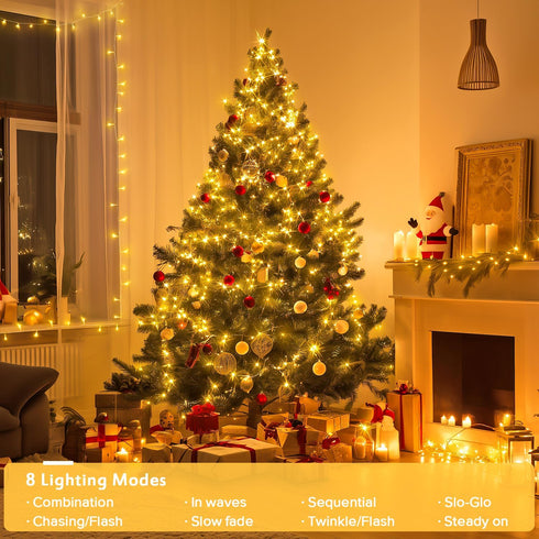400 132 8 JMEXSUSS LED Christmas Lights Indoor Outdoor, ft Warm White String Lights Plug in with Remote, Modes Twinkle