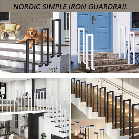PAUANI Rod(L-35CM) Stair Handrails Railing Kit - Balusters Indoor/Outdoor, L/U Type Wrought Iron Stair Handrail