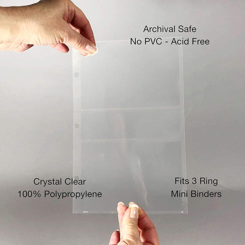 Mini Recipe Card/Photo Page Protector - 3 x 5 Sheet, 3 Hole Punched - Pack of 20