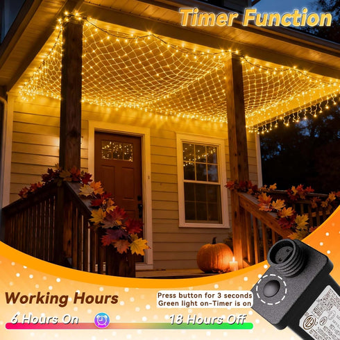 LitHome 10 10FT 280 8 x Gazebo Net Lights Outdoor, LED Gazebo Lighting Waterproof, Modes Connectable Christmas Net