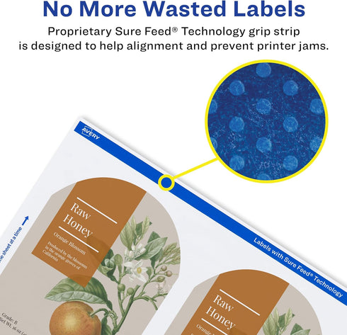 Avery Arched Wine Labels, Sure Feed for Laser Printers, 4.75" x 3.5", 40 White Labels (22826)