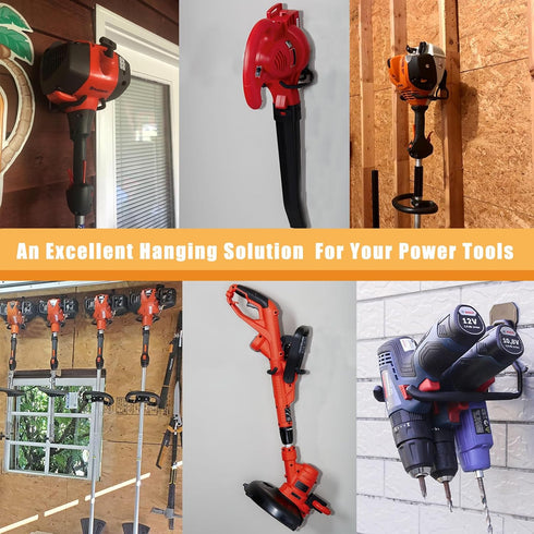 Juformin Weedeater Hanger, String Trimmer Rack, Garage Wall Hooks for Tool Organizers and Storage (Black-1 P)